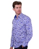 Dark Blue Floral Design Print Men's Shirt-Makrom