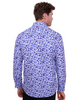 Dark Blue Floral Design Print Men's Shirt-Makrom