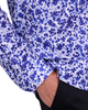 Dark Blue Floral Design Print Men's Shirt-Makrom
