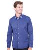 Dark Blue Floral Double Collar Men's Shirt-Makrom