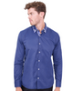 Dark Blue Floral Double Collar Men's Shirt-Makrom