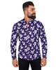 Dark Blue Floral Print Men's Shirt-Makrom