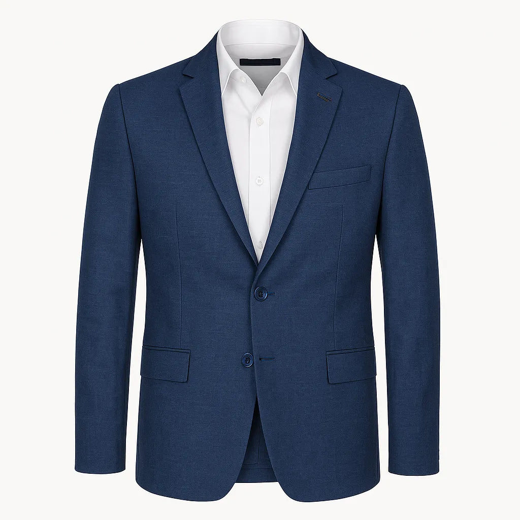 Dark Blue Linen Fashion Blazer-Makrom