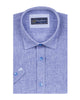 Dark Blue Linen Plain Short Sleeve Shirt-Makrom
