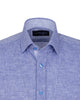 Dark Blue Linen Plain Short Sleeve Shirt-Makrom