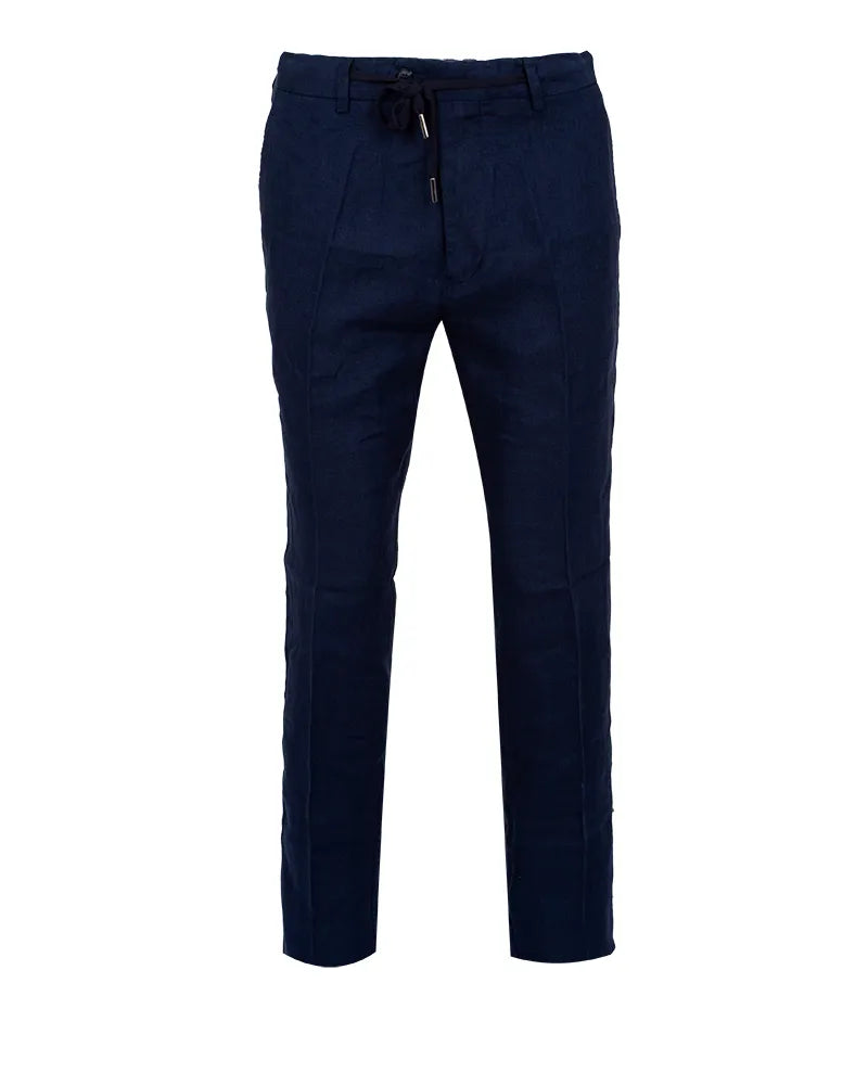 Dark Blue Linen Plain Suit Trouser-Makrom