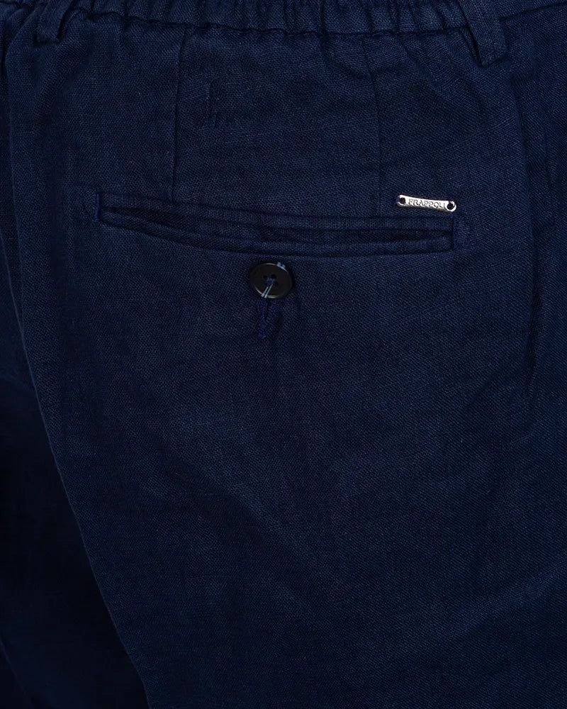 Dark Blue Linen Plain Suit Trouser-Makrom