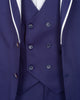 Dark Blue Men's 4 Piece Wedding Suit Contrasting Lapel-Makrom