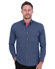 Dark Blue Micro Dotted Mosaic Print Shirt-Makrom