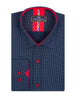 Dark Blue Micro Dotted Mosaic Print Shirt-Makrom