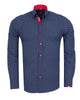 Dark Blue Micro Dotted Mosaic Print Shirt-Makrom