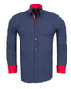 Dark Blue Micro Dotted Mosaic Print Shirt-Makrom