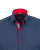 Dark Blue Micro Dotted Mosaic Print Shirt-Makrom
