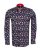 Dark Blue Orchestra Instrument Print Shirt with Matching Handkerchief-Makrom