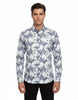 Dark Blue Paisley Print Long Sleeve Shirt-Makrom