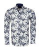 Dark Blue Paisley Print Long Sleeve Shirt-Makrom