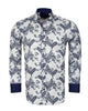 Dark Blue Paisley Print Long Sleeve Shirt-Makrom