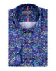 Dark Blue Paisley Print Men's Shirt with Matching Handkerchief-Makrom