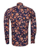 Dark Blue Paisley Print Men's Shirt with Matching Handkerchief-Makrom
