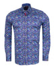 Dark Blue Paisley Print Men's Shirt with Matching Handkerchief-Makrom
