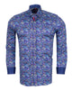 Dark Blue Paisley Print Men's Shirt with Matching Handkerchief-Makrom