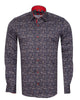 Dark Blue Paisley Print Shirt with Matching Handkerchief-Makrom