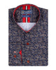 Dark Blue Paisley Print Shirt with Matching Handkerchief-Makrom