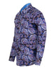 Dark Blue Paisley Print Shirt with Matching Handkerchief-Makrom