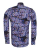 Dark Blue Paisley Print Shirt with Matching Handkerchief-Makrom