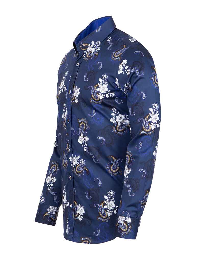 Dark Blue Paisley Print with Matching Handkerchief-Makrom