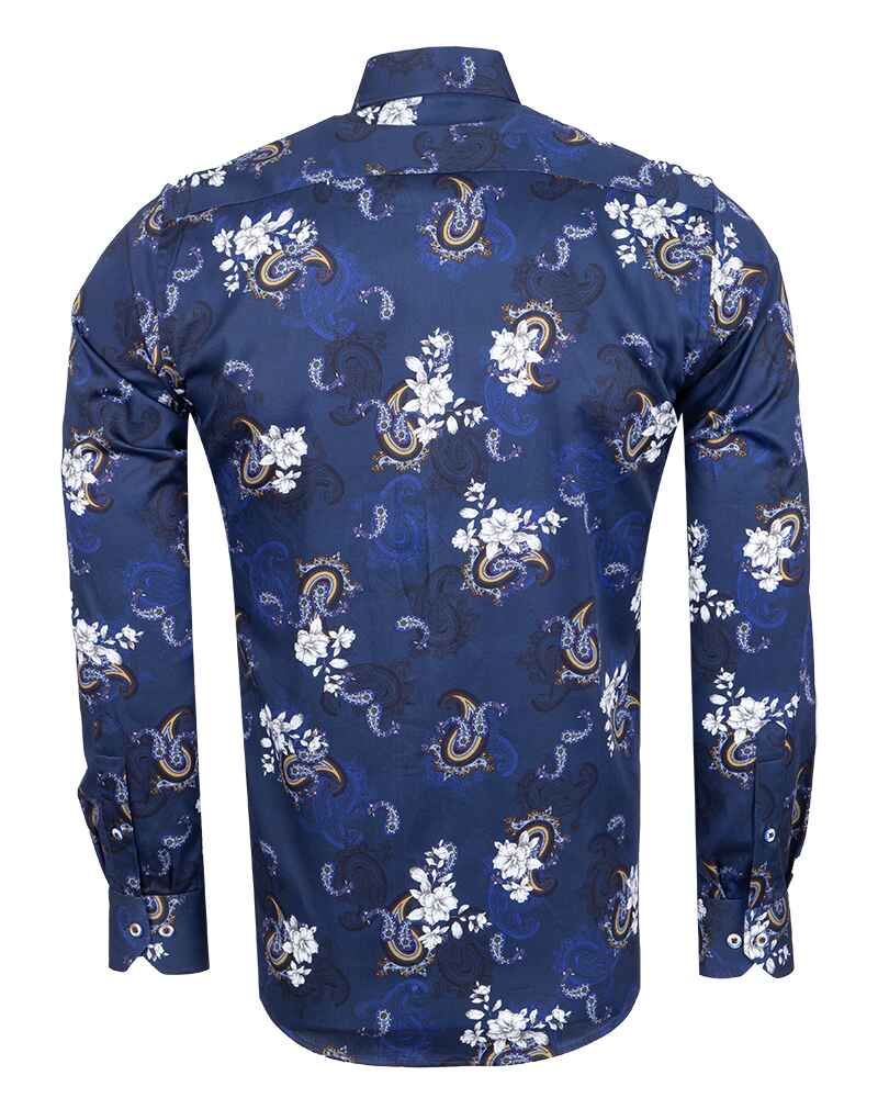 Dark Blue Paisley Print with Matching Handkerchief-Makrom