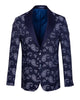 Dark Blue Paisley Printed Men's Blazer-Makrom