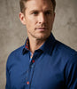 Dark Blue Plain Colourful Buttons Short Sleeve Shirt