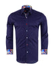 Dark Blue Plain Colourful Stitching & Button Pure Cotton Shirt-Makrom