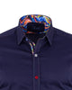 Dark Blue Plain Colourful Stitching & Button Pure Cotton Shirt-Makrom