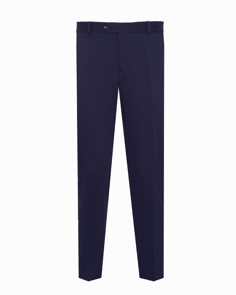 Dark Blue Plain Fashion Trouser-Makrom