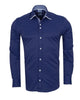 Dark Blue Plain Panel Shirt with Floral Insert & collar tip design-Makrom