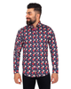 Dark Blue Poppy Print Shirt with Matching Handkerchief-Makrom