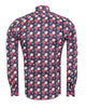 Dark Blue Poppy Print Shirt with Matching Handkerchief-Makrom