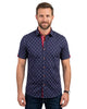 Dark Blue Poppy Print Short Sleeve Shirt-Makrom