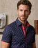 Dark Blue Poppy Print Short Sleeve Shirt