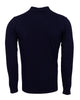 Dark Blue Pure Cotton Ribbed Quarter-Zip Polo-Makrom