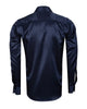 Dark Blue Shiny Plain Satin Classic Men’s Shirt-Makrom