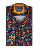 Dark Blue Skull and Musical Print Shirt with Matching Handkerchief-Makrom