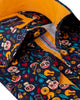 Dark Blue Skull and Musical Print Shirt with Matching Handkerchief-Makrom