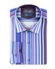 Dark Blue Stripe Print Shirt with Matching Handkerchief-Makrom