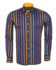 Dark Blue Stripe Print Shirt with Matching Handkerchief