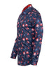 Dark Blue Stripe Rose Print Shirt with Matching Handkerchief-Makrom