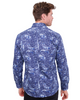 Dark Blue Tartan Paisley Cotton Shirts For Men-Makrom