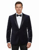 Dark Blue Velvet Feel Plain Blazer-Makrom